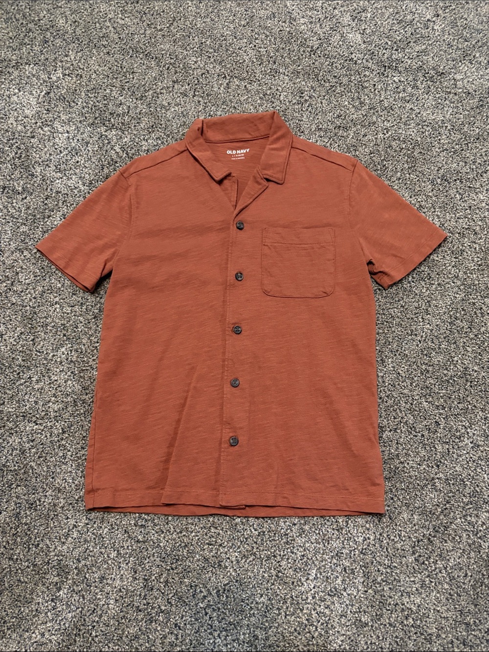 Boys Old Navy Rust Button-Down Short Sleeve Shirt Size Large 10/12